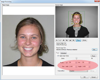 ID photo auto-cropping options
